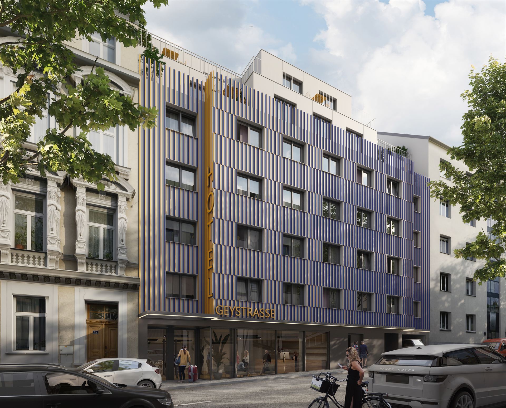 Geystrasse, street view of the façade